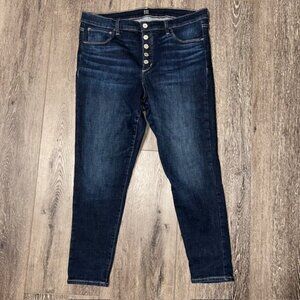 Gap Denim Jeans Size 14 / 32P Blue Straight Leg Stretch High Rise Button Fly